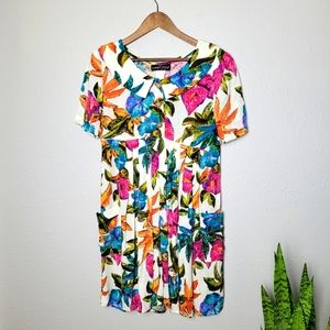 Vintage Watercolor Floral Collared Babydoll Dress